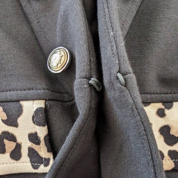 CHICOS Blazer Women's 3 (L) Black Leopard Print Trim Buttons Collar Jacket - Picture 6 of 12